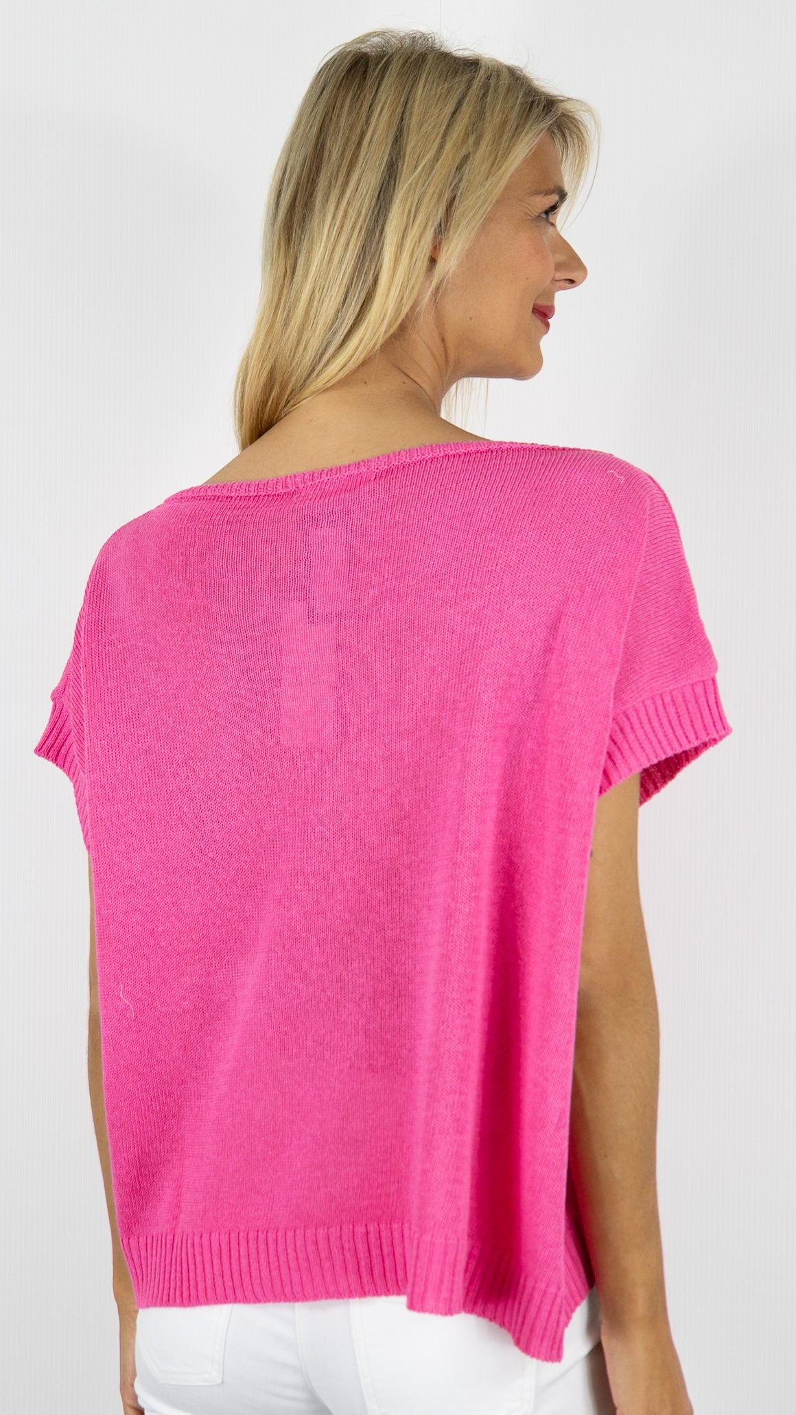 PULL AMPLE MANCHES COURTES EN MAILLE ALEXANDRE LAURENT V8211#COLOR_FUSHIA