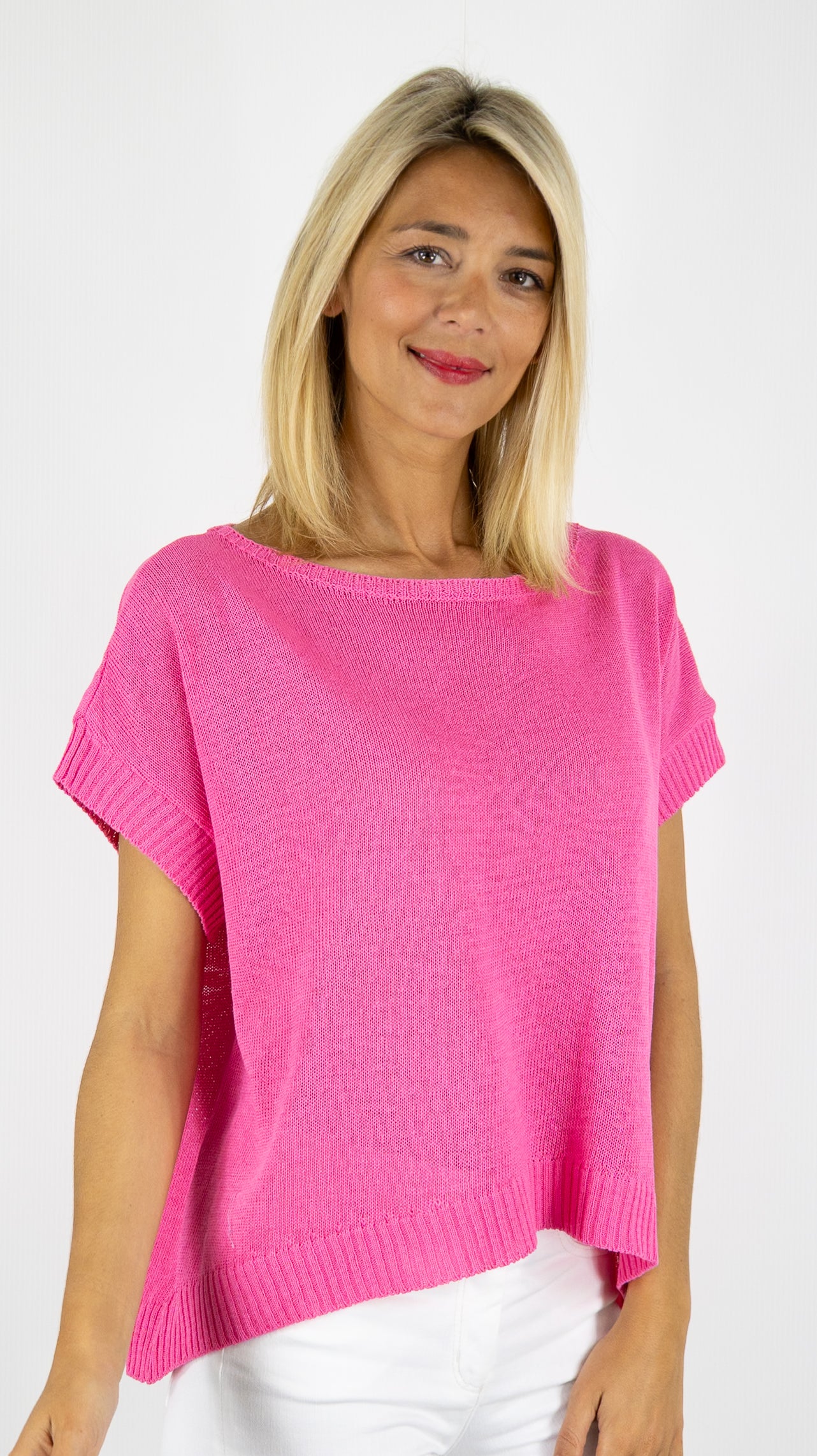 PULL AMPLE MANCHES COURTES EN MAILLE ALEXANDRE LAURENT V8211#COLOR_FUSHIA