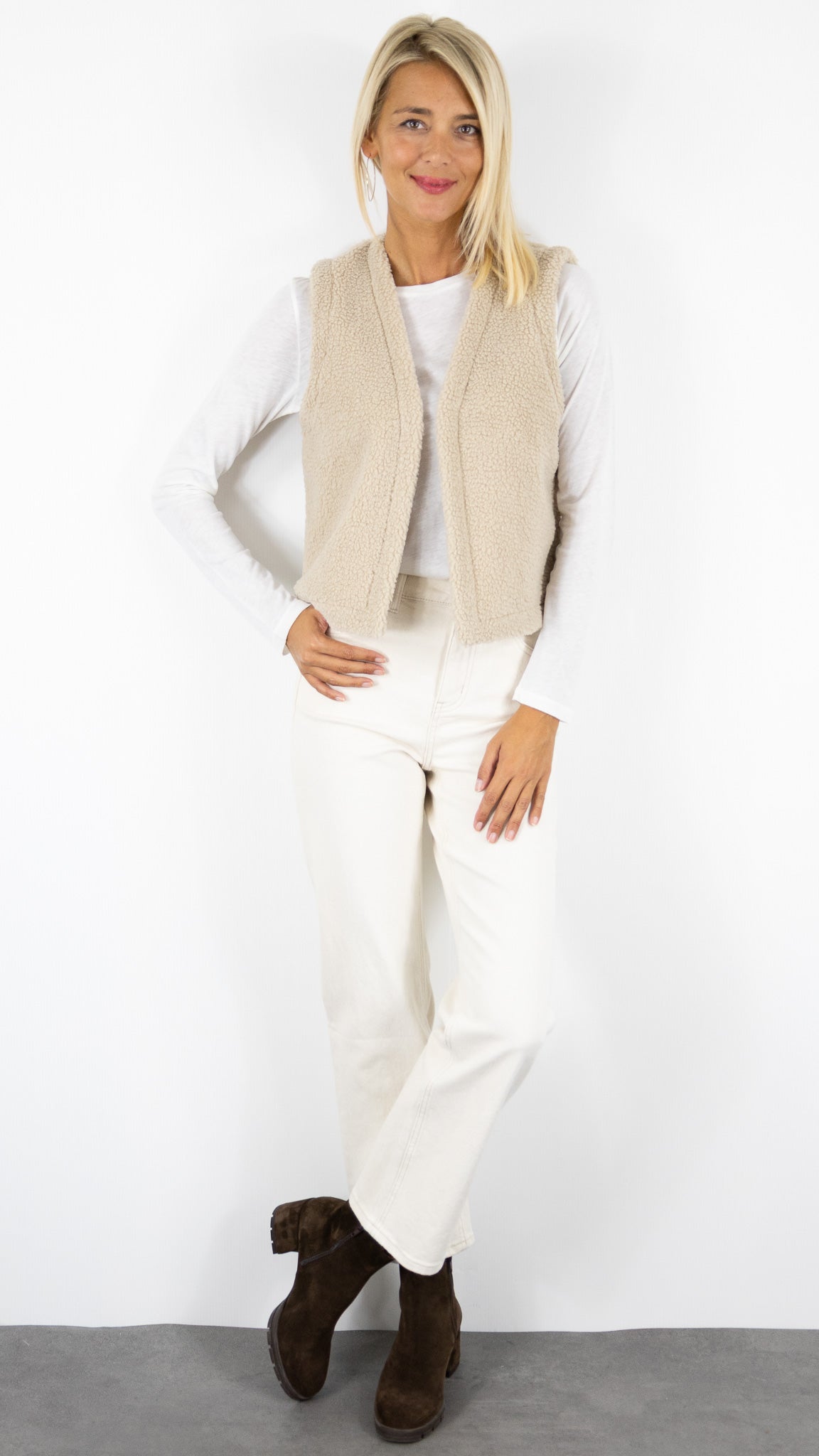 GILET MOUTON SANS MANCHES BEIGE HARTFORD VALLEY