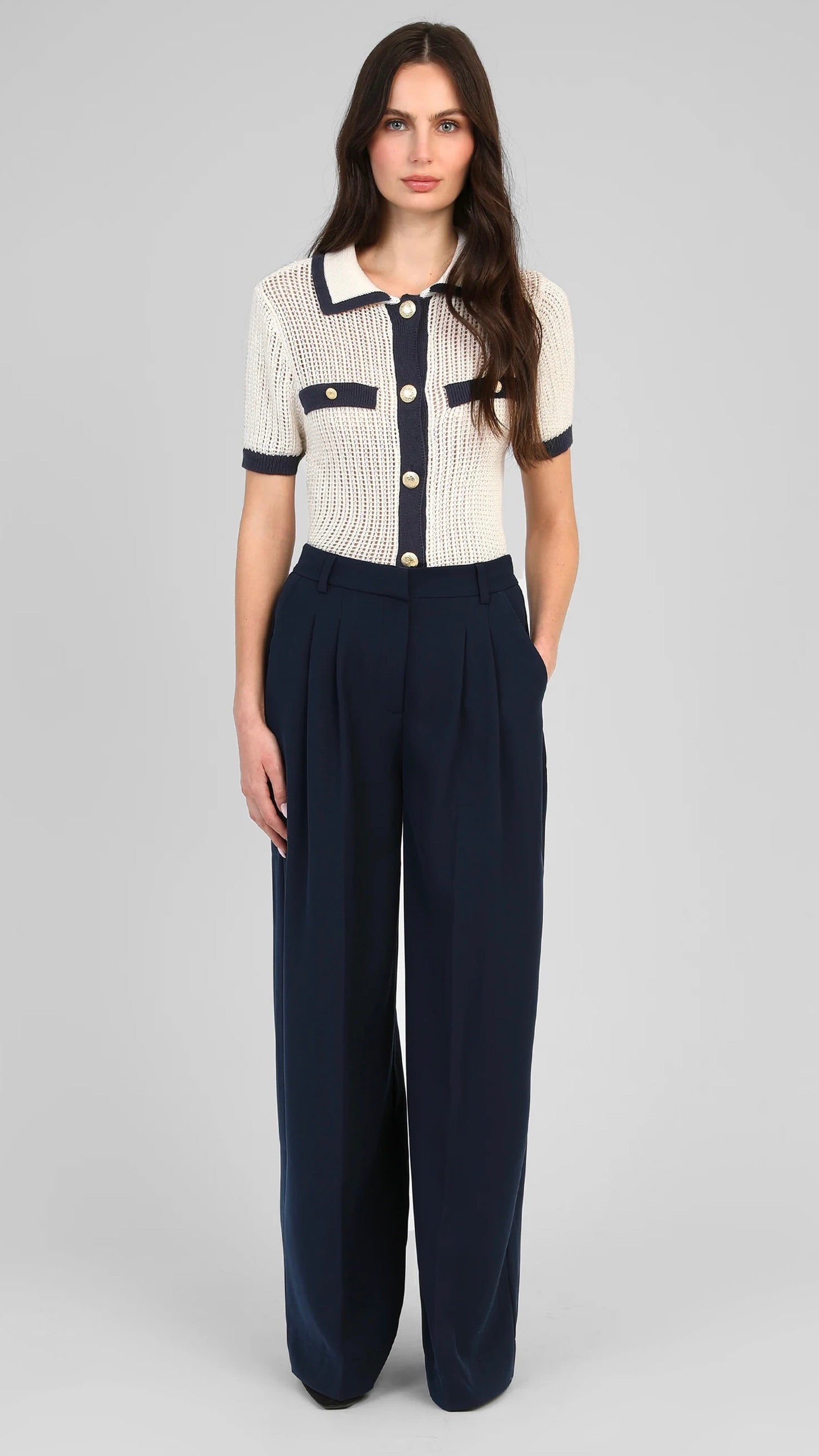 GILET POLO EN MAILLE MANCHES COURTES POUR FEMME ECRU AN'GE VAYABI