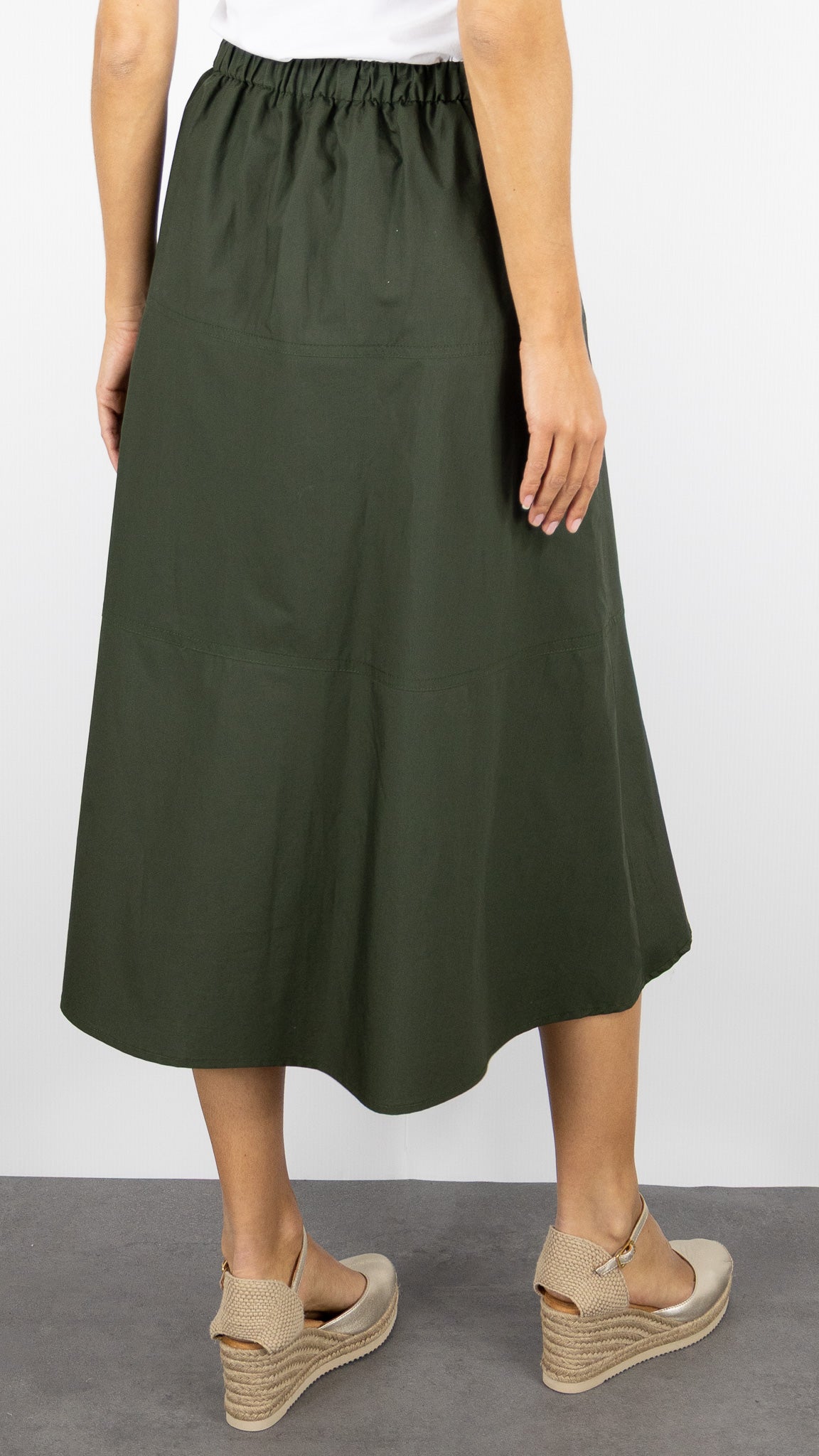 JUPE MIDI EVASEE EN COTON GERARD DAREL VESPER KAKI