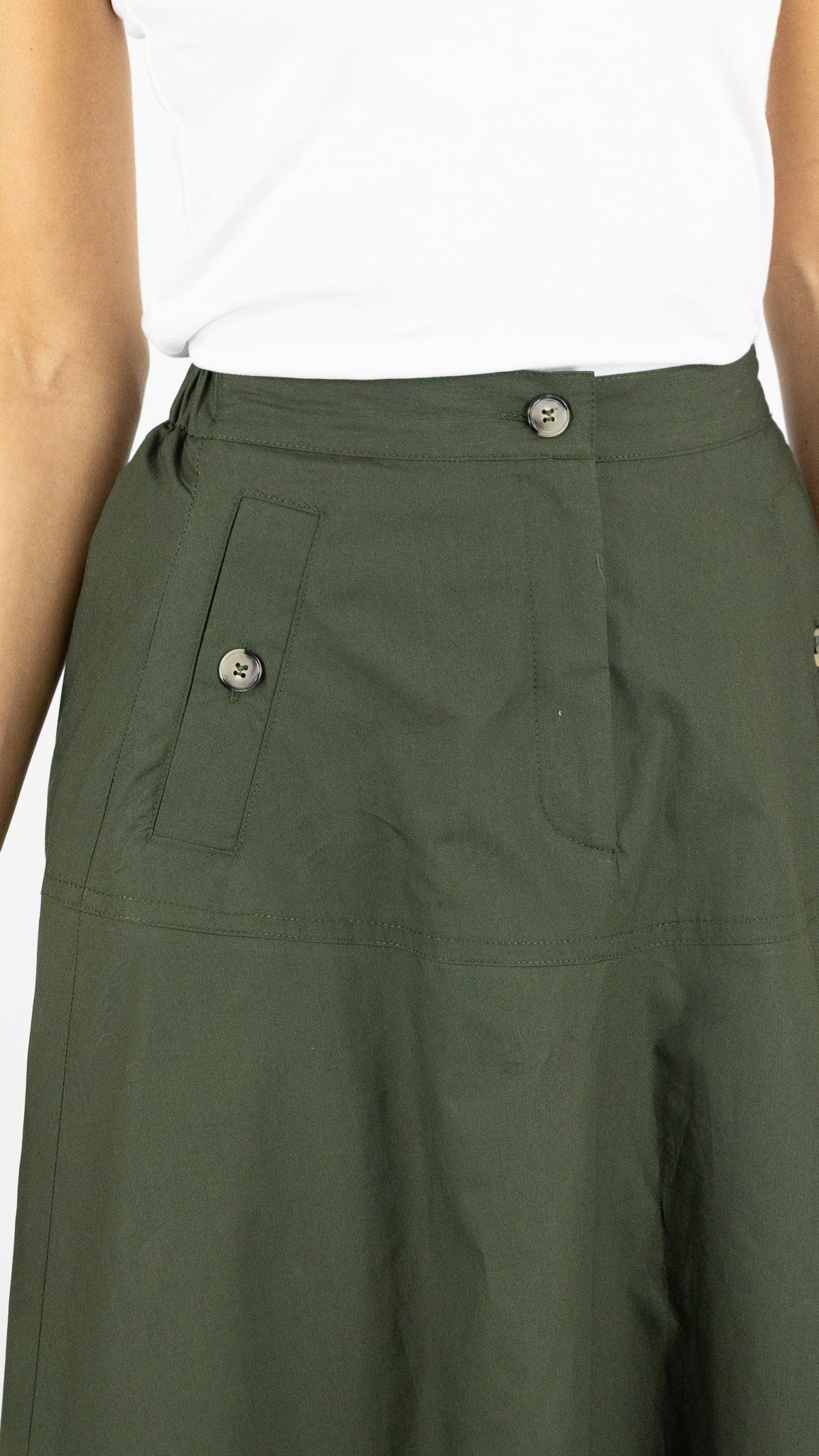 JUPE MIDI EVASEE EN COTON GERARD DAREL VESPER KAKI