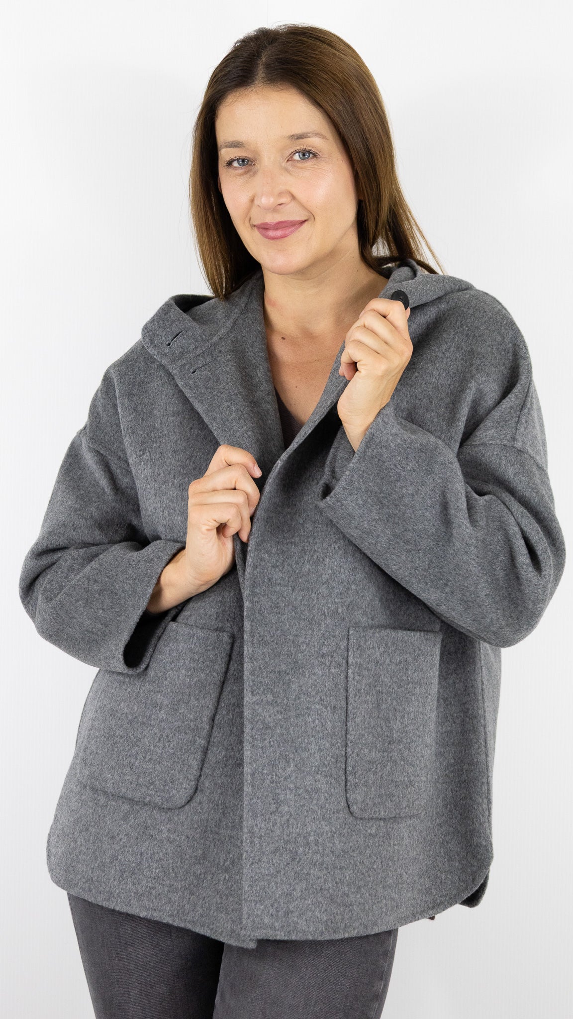 MANTEAU COURT EN LAINE CAPE FEMME HARTFORD VESPER#COLOR_04/GREY