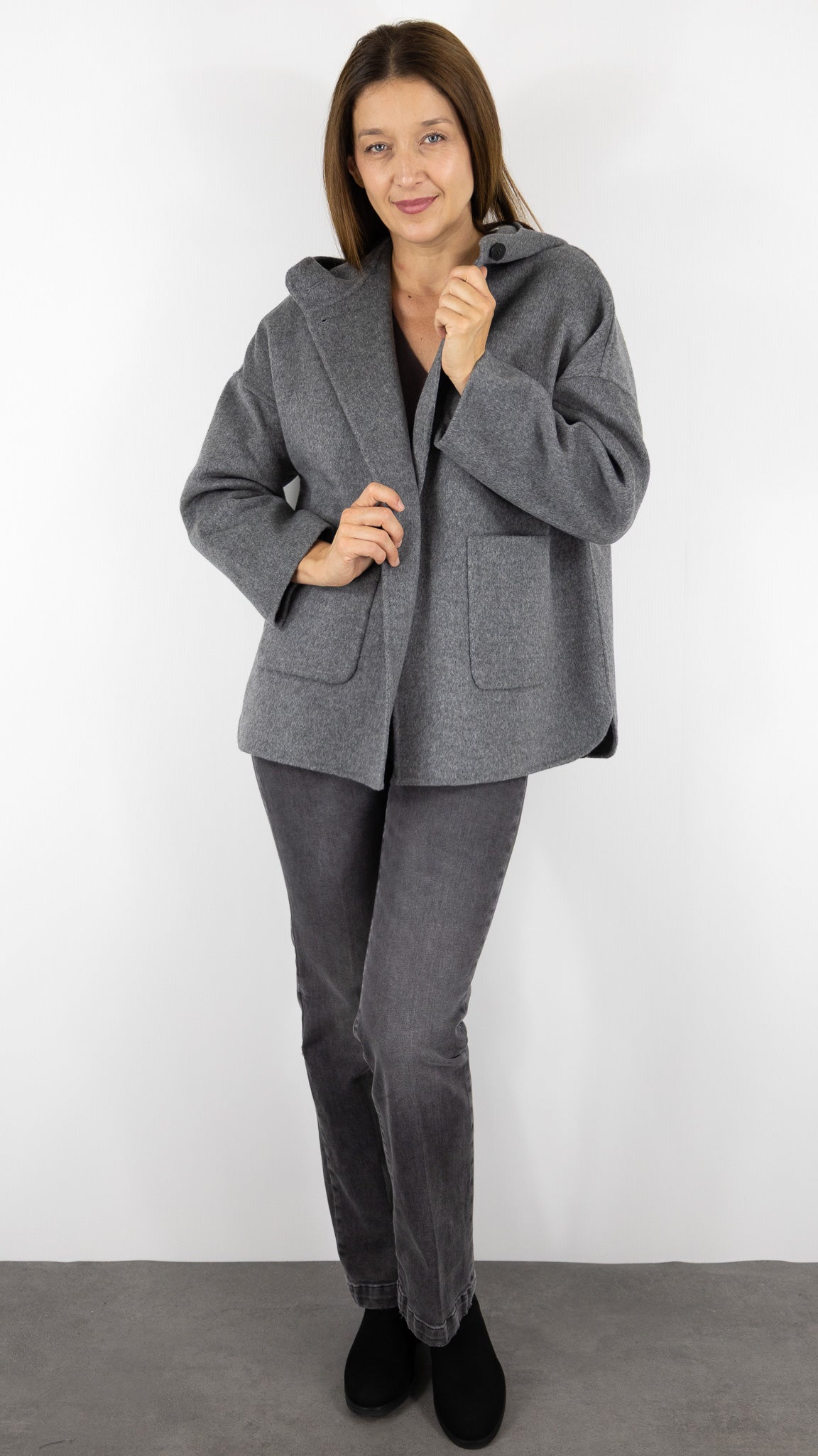 MANTEAU COURT EN LAINE CAPE FEMME HARTFORD VESPER#COLOR_04/GREY