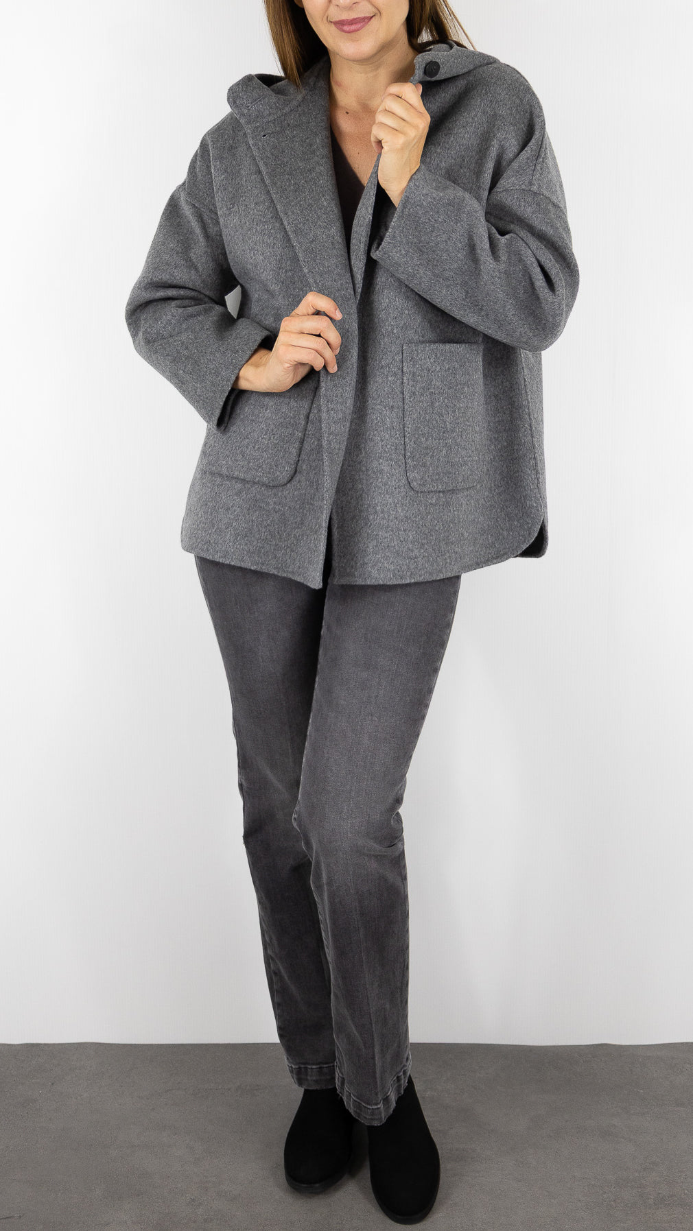 MANTEAU COURT EN LAINE CAPE FEMME HARTFORD VESPER#COLOR_04/GREY