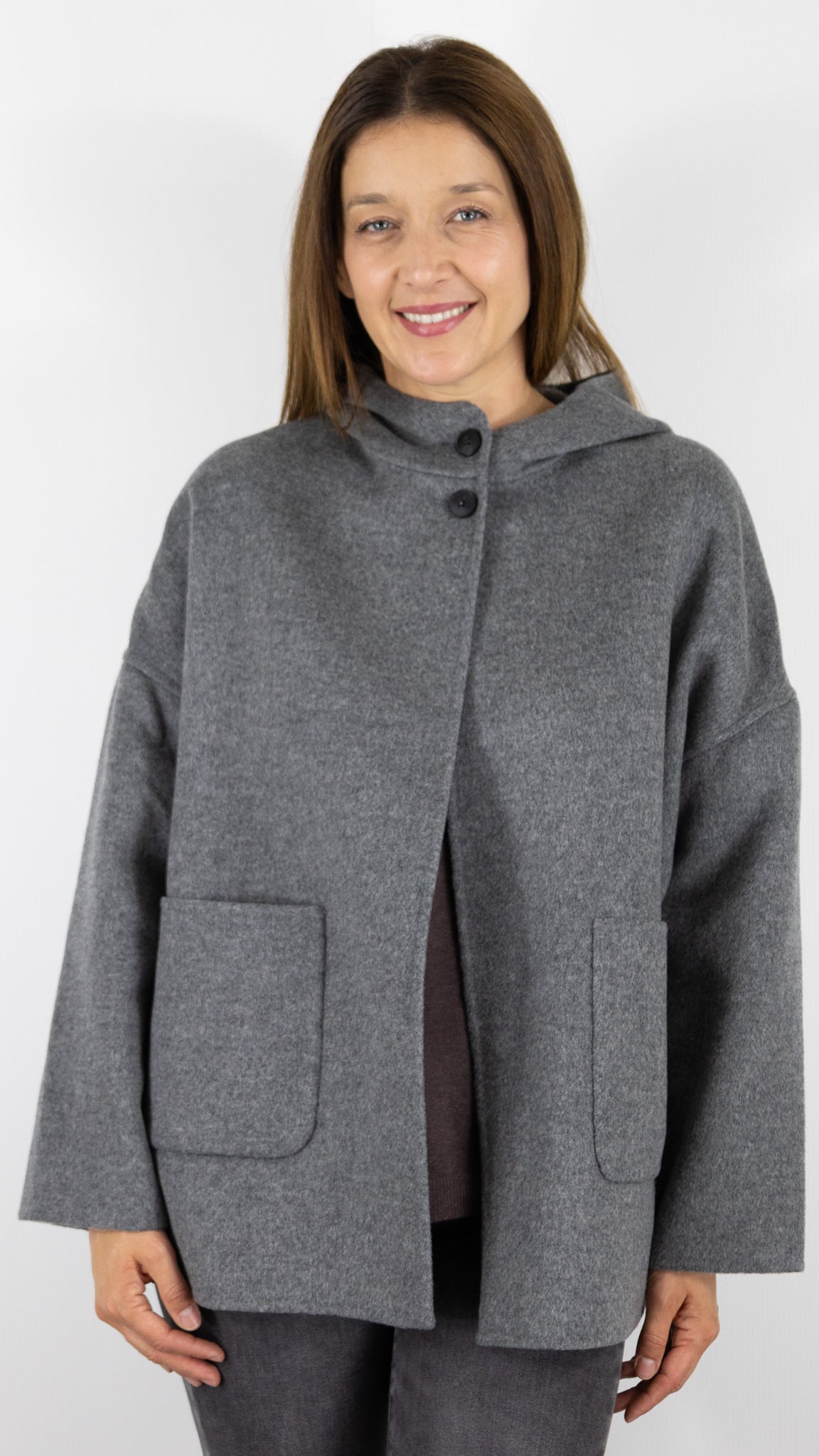 MANTEAU COURT EN LAINE CAPE FEMME HARTFORD VESPER#COLOR_04/GREY