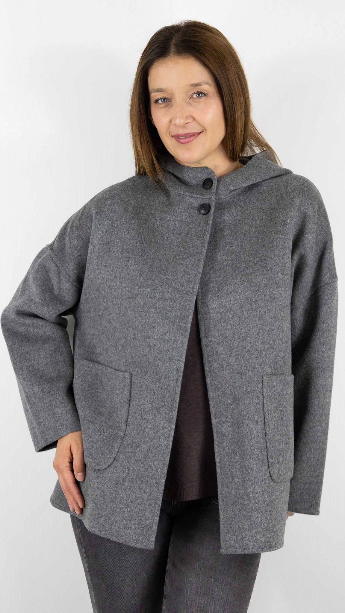 MANTEAU COURT EN LAINE CAPE FEMME HARTFORD VESPER#COLOR_04/GREY