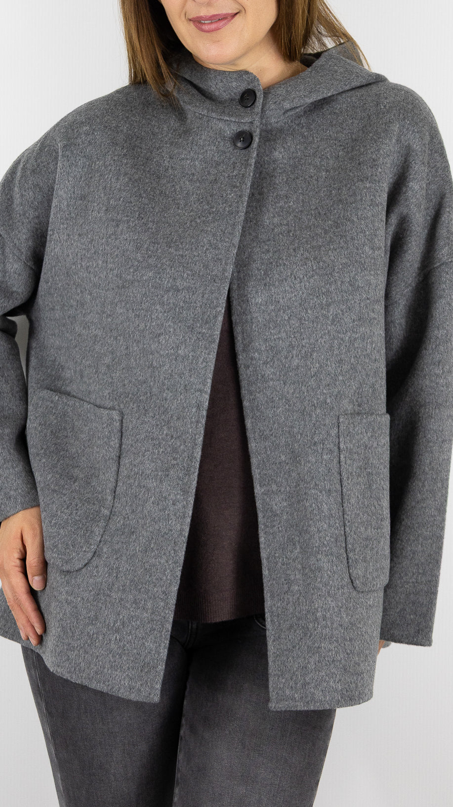 MANTEAU COURT EN LAINE CAPE FEMME HARTFORD VESPER#COLOR_04/GREY