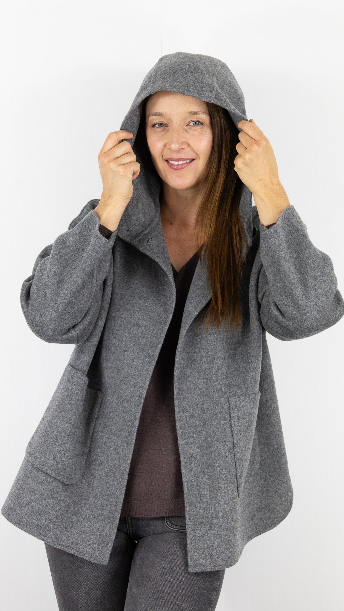 MANTEAU COURT EN LAINE CAPE FEMME HARTFORD VESPER#COLOR_04/GREY