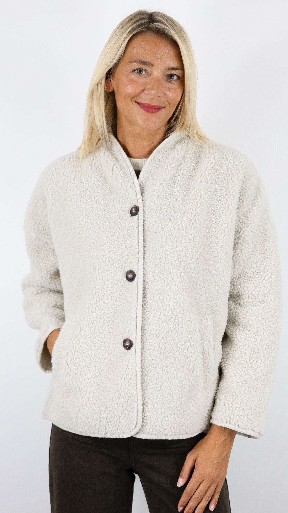 BLOUSON MOUTON COL DROIT ECRU POUR FEMME HARTFORD VALDI