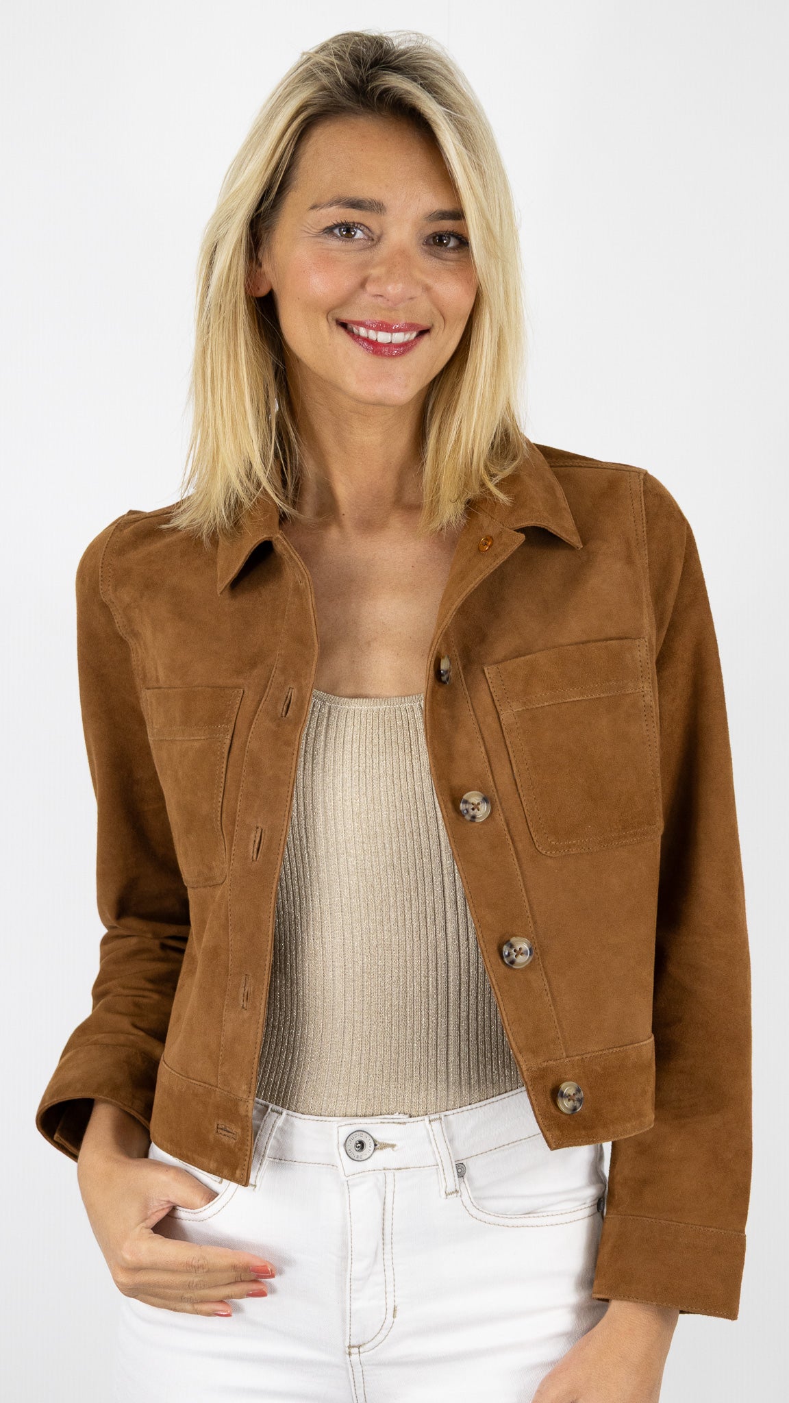 VESTE COURTE EN DAIM CAMEL LA PETITE ETOILE VIRGINA