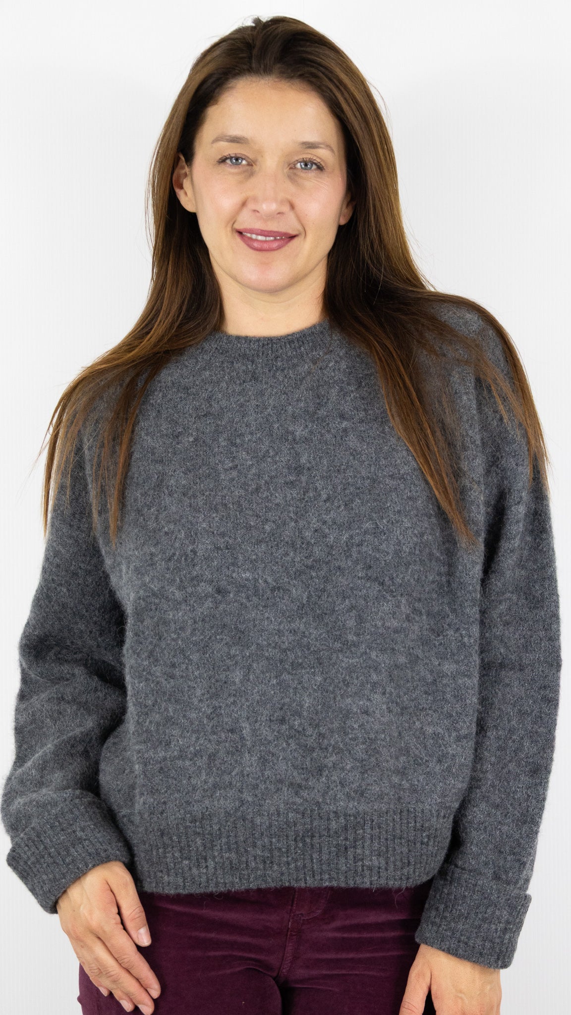 PULL EN ALPAGA COL ROND AMERICAN VINTAGE VITOW VITO18E#COLOR_ACIER/GRIS