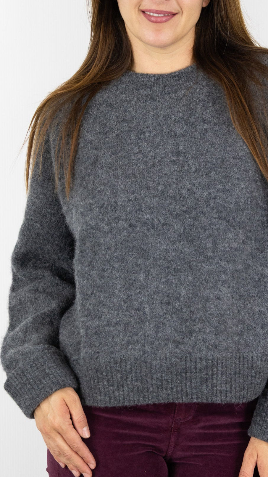 PULL EN ALPAGA COL ROND AMERICAN VINTAGE VITOW VITO18E#COLOR_ACIER/GRIS