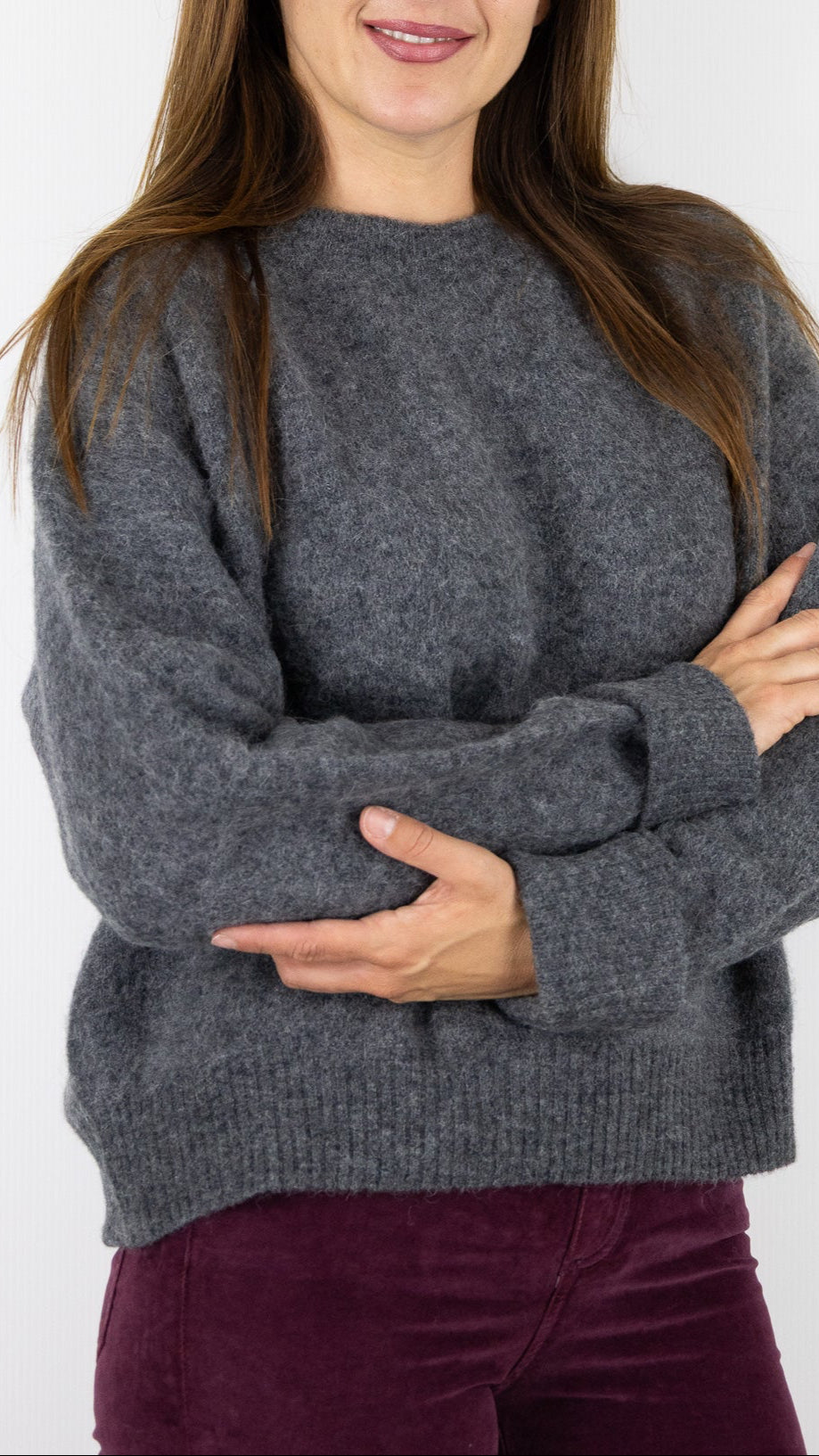 PULL EN ALPAGA COL ROND AMERICAN VINTAGE VITOW VITO18E#COLOR_ACIER/GRIS