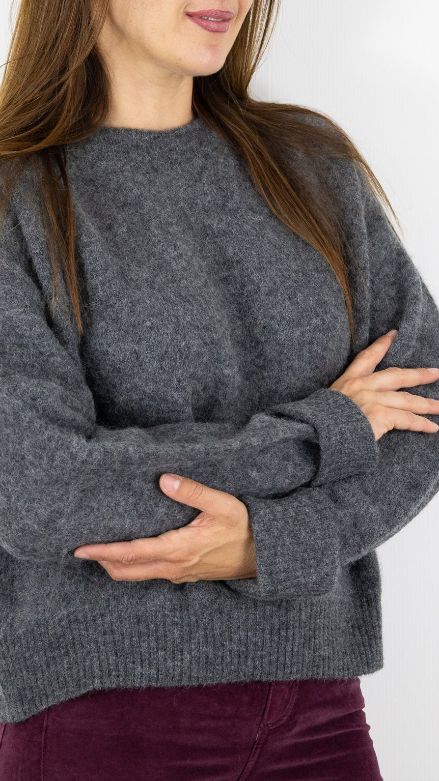 PULL EN ALPAGA COL ROND AMERICAN VINTAGE VITOW VITO18E#COLOR_ACIER/GRIS