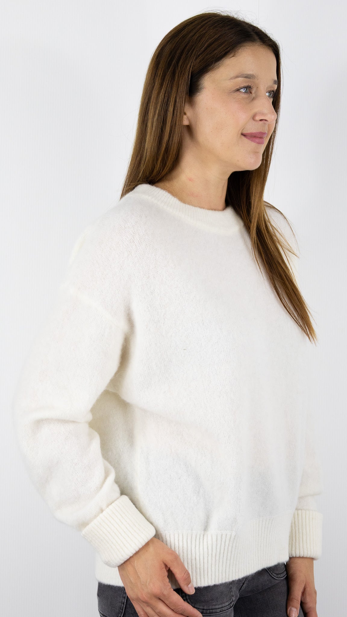 PULL EN ALPAGA COL ROND AMERICAN VINTAGE VITOW VITO18E#COLOR_BLANC