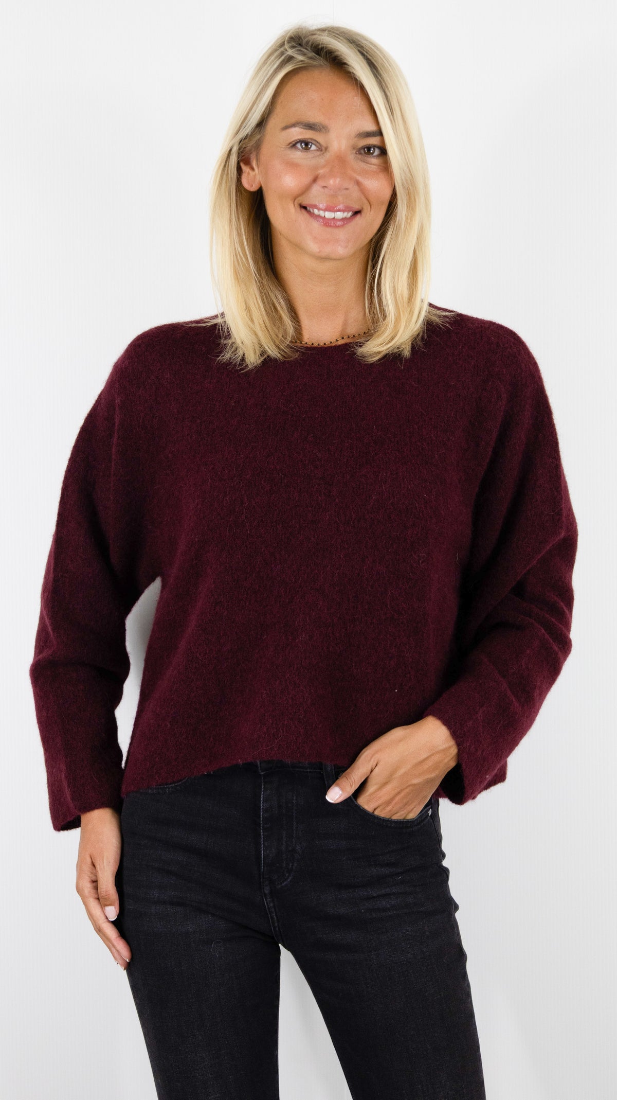 PULL AMPLE EN ALPAGA POUR FEMME VITO18P AMERICAN VINTAGE VITOW#COLOR_GRENAT CHINE
