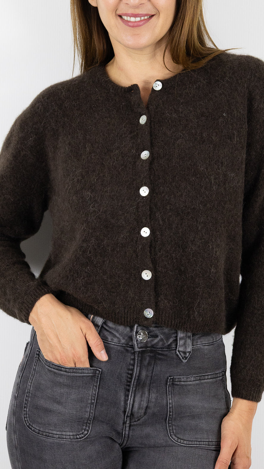 CARDIGAN EN ALPAGA AMERICAN VINTAGE VITOW VITO19E#COLOR_CAFE