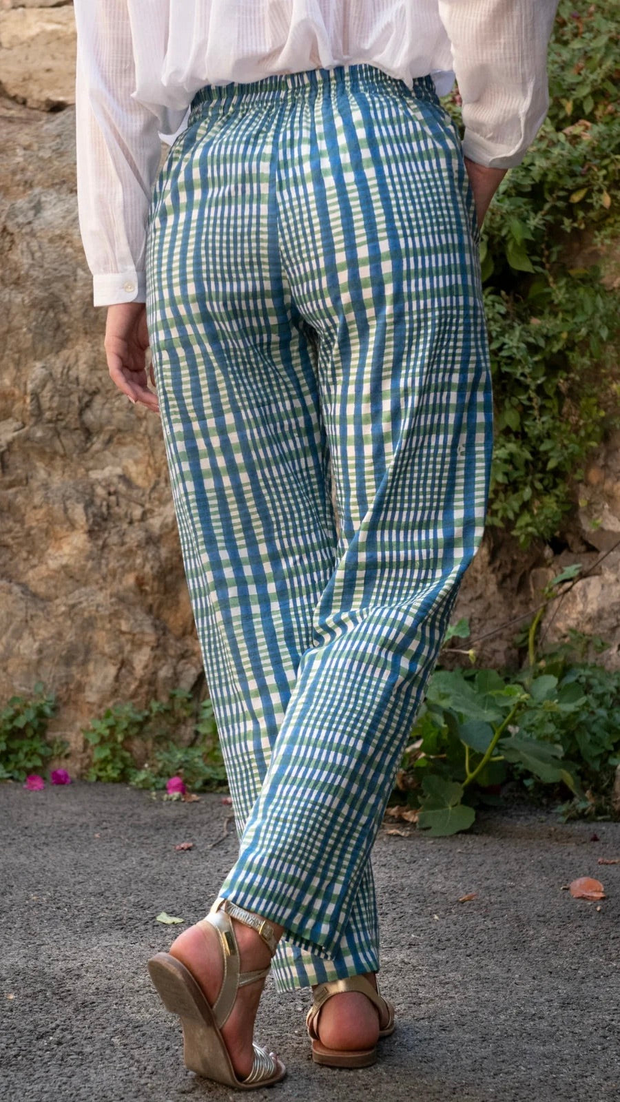 PANTALON ECOSSAIS BLEU VERT FEMME ZEN ETHIC VP6143