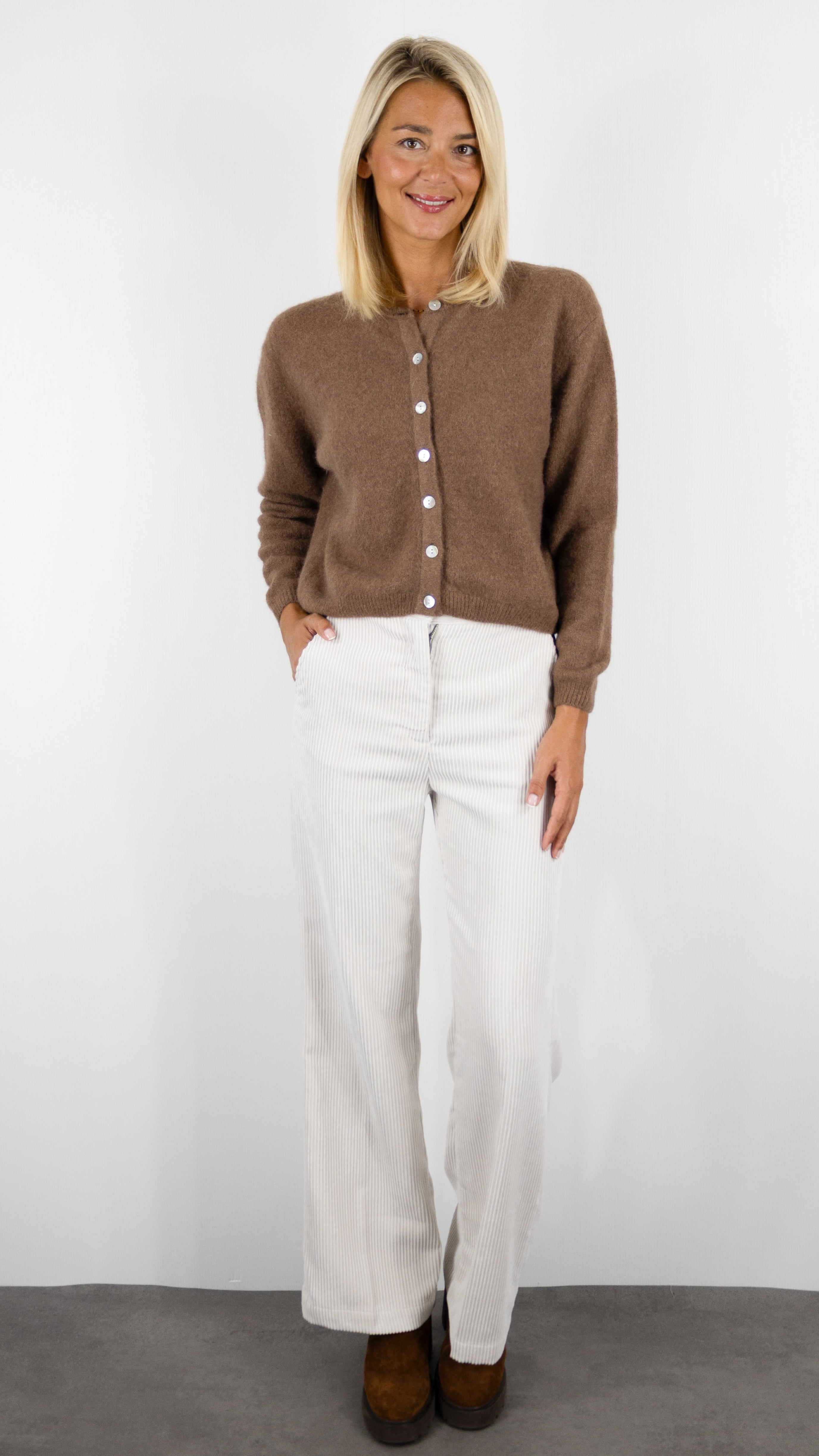GILET COL ROND COURT EN ALPAGA AMERICAN VINTAGE VITO19E#COLOR_CHOCOLAT