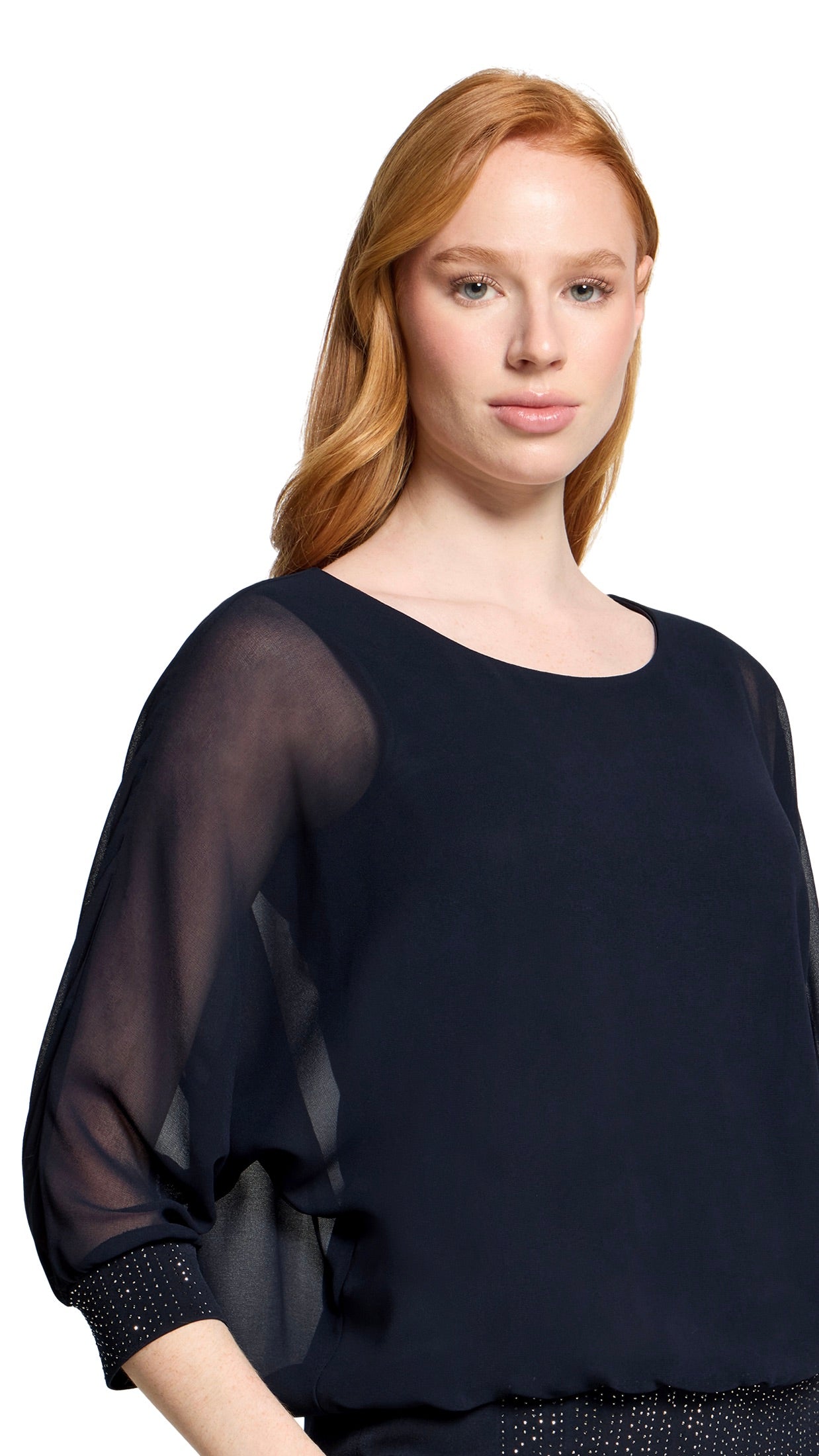 TOP HABILLE A PAILLETTES MARINE POUR FEMME VERA MONT 0391/4825