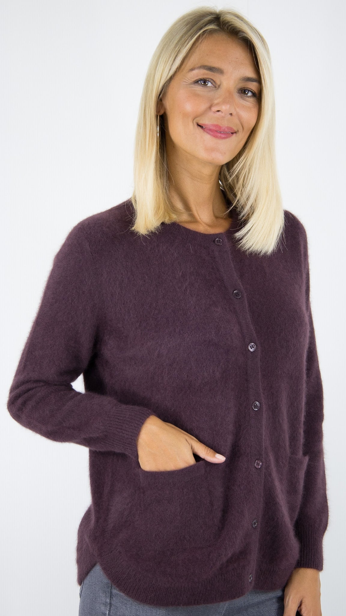 CARDIGAN EN RACCOON VIOLET FEMME ESTHEME WES2253HR/1#COLOR_1648/SOJA