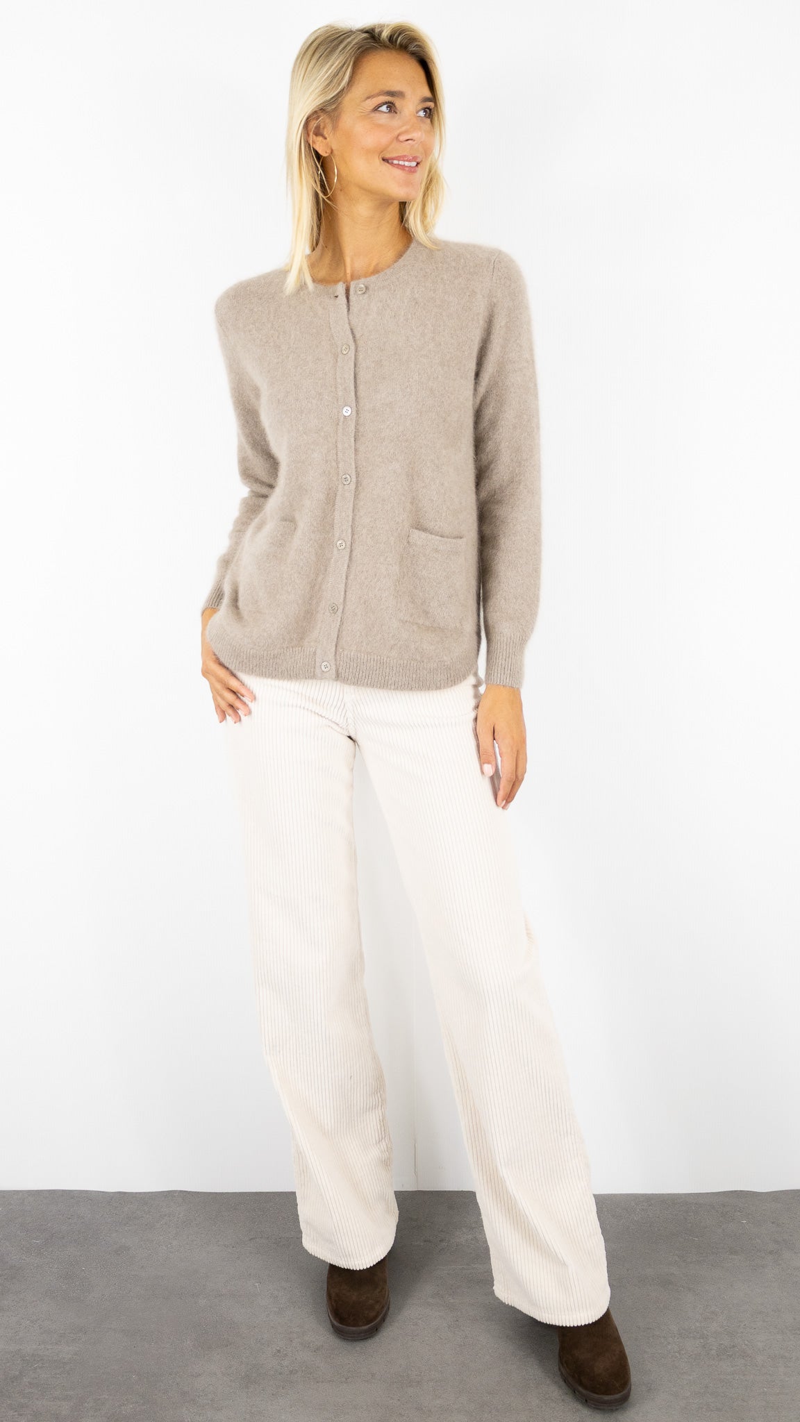 CARDIGAN EN RACCOON VIOLET FEMME  ESTHEME WES2253HR/1#COLOR_23011/NOISETTE