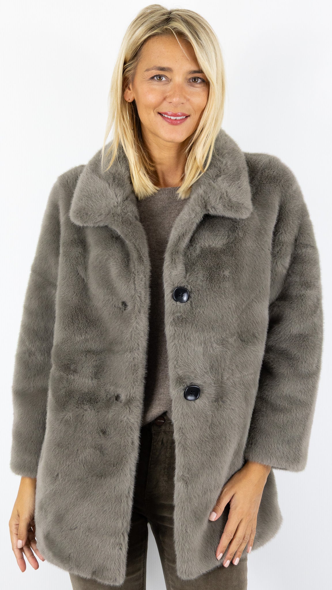 MANTEAU EN FAUSSE FOURRURE ESTHEME WES2491HF#COLOR_12024/TAUPE