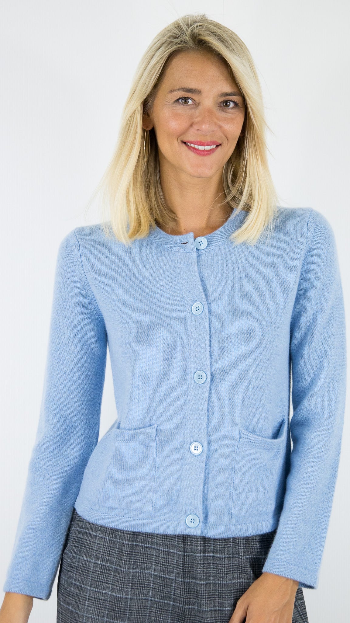 CARDIGAN AVEC 2 POCHES POUR FEMME EN CACHEMIRE ESTHEME WES25026H#COLOR_1649/MINERAL