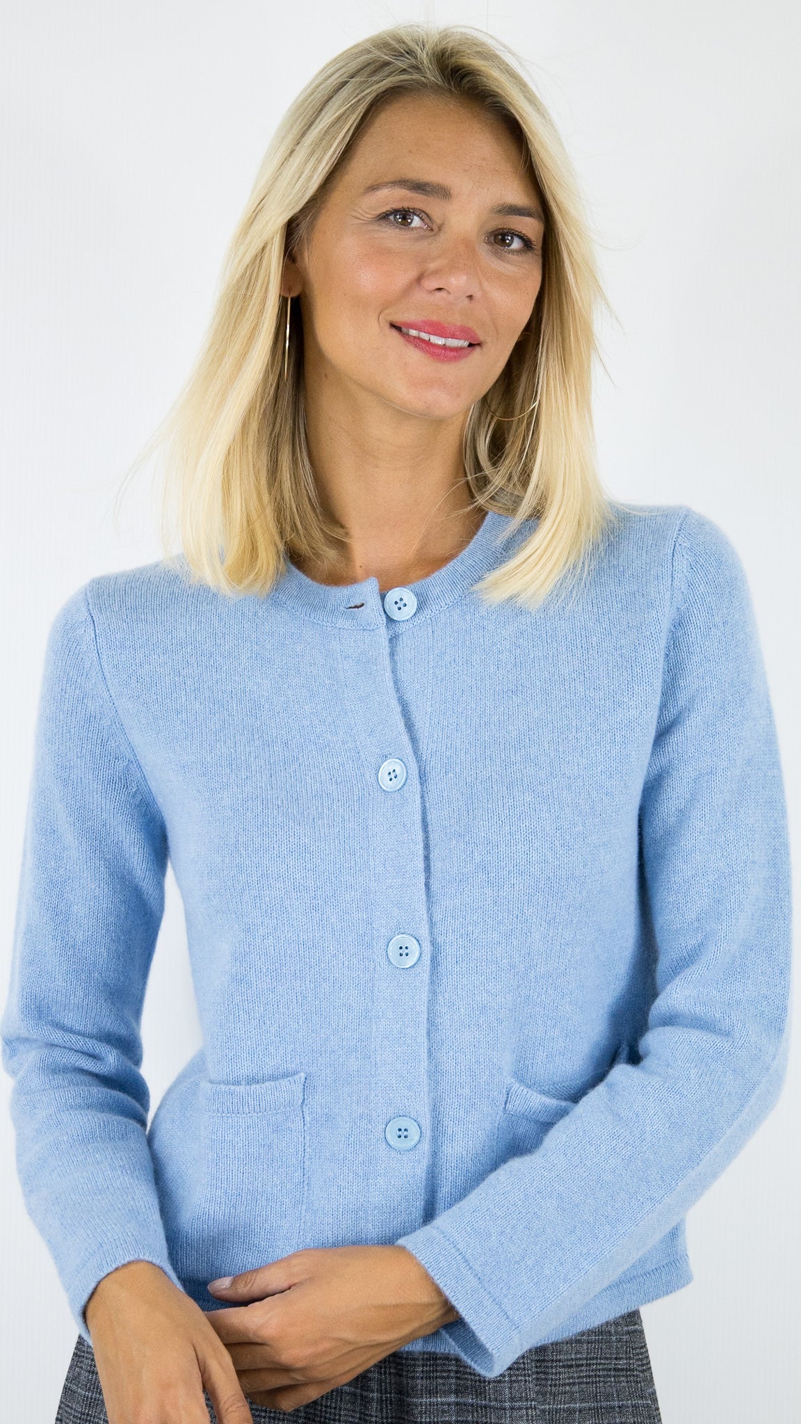 CARDIGAN AVEC 2 POCHES POUR FEMME EN CACHEMIRE ESTHEME WES25026H#COLOR_1649/MINERAL