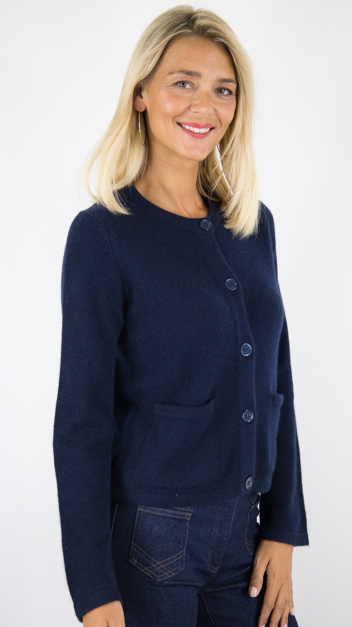 CARDIGAN AVEC 2 POCHES POUR FEMME EN CACHEMIRE ESTHEME WES25026H#COLOR_53370/NUIT