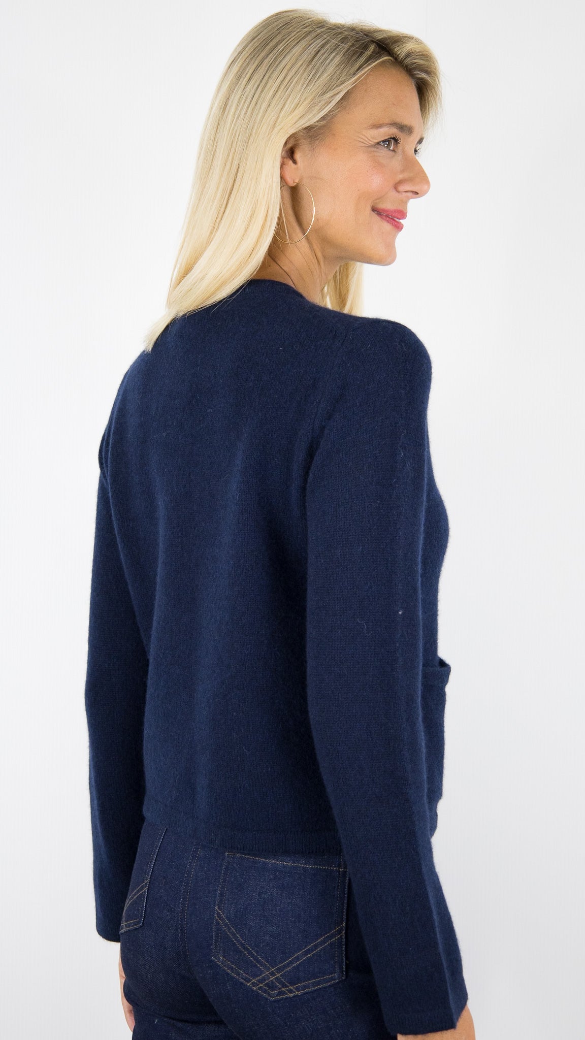 CARDIGAN AVEC 2 POCHES POUR FEMME EN CACHEMIRE ESTHEME WES25026H#COLOR_53370/NUIT