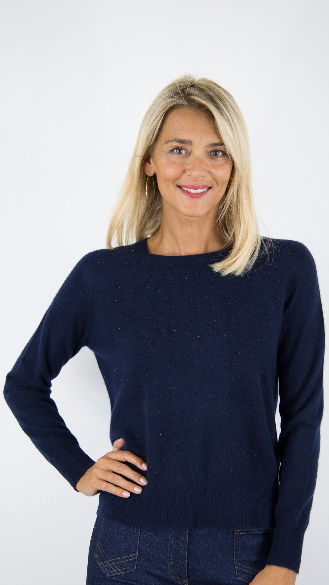 PULL COL ROND EN CACHEMIRE AVEC STRASS POUR FEMME ESTHEME WES25089H#COLOR_53370/NUIT