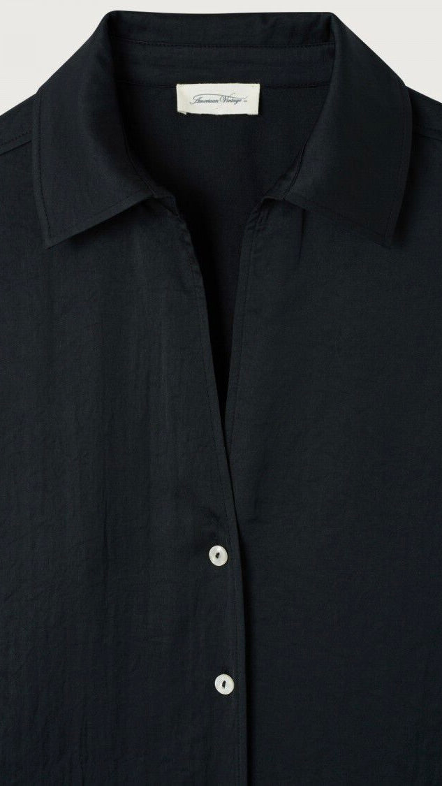 CHEMISE AMPLE SATINEE AMERICAN VINTAGE WIDLAND REGLISSE NOIR