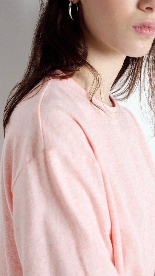 TEE SHIRT AMPLE COL ROND DOUX FEMME AMERICAN VINTAGE YPAWOOD YPA02B#COLOR_GLACAGE CHINE
