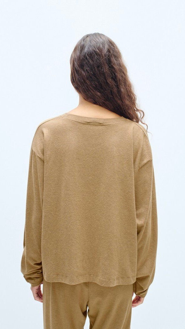 TEE SHIRT AMPLE COL ROND DOUX FEMME AMERICAN VINTAGE YPAWOOD YPA02B#COLOR_MACCHIATO