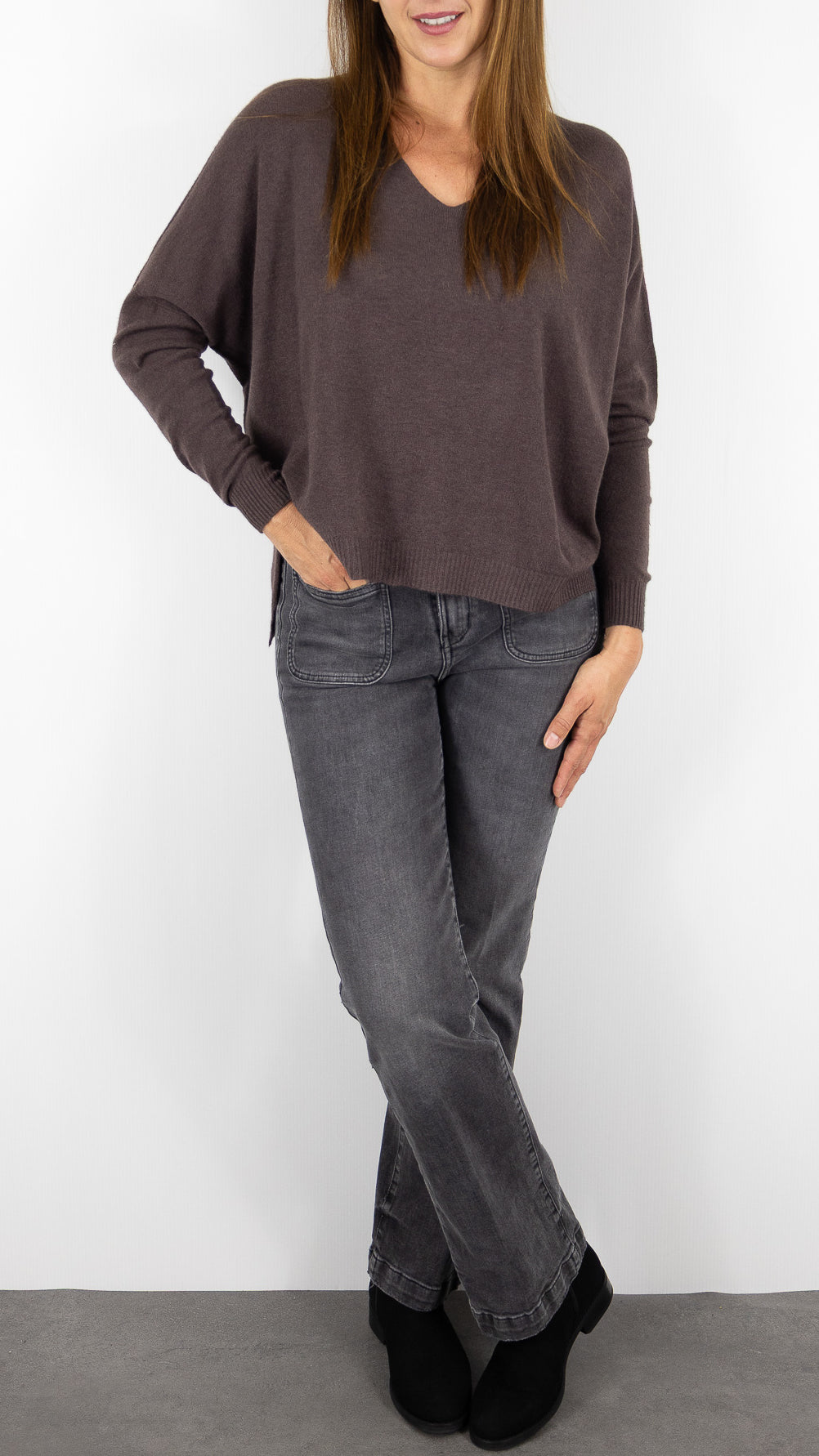 PULL V AMPLE ALEXANDRE LAURENT Z8840#COLOR_FRENCH/CHOCO