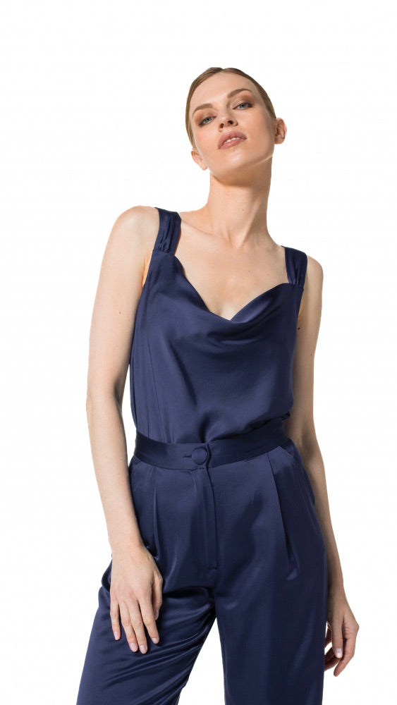 TOP EN BRETELLE SATINE 4684 CAROLINE BISS MARINE