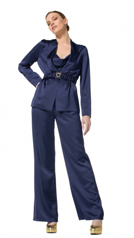 BLAZER SATINE CEINTURE 4884 CAROLINE BISS MARINE
