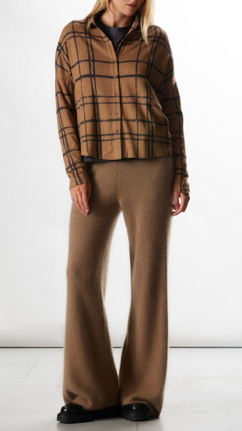 CHEMISE EN COTON CACHEMIRE IMPRIME ECOSSAIS FCH094 M373 CAMEL MAJESTIC