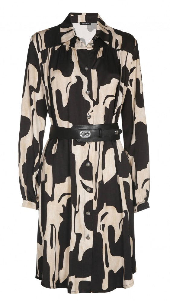 ROBE FLUIDE IMPRIMEE 4152 CAROLINE BISS ECRU NOIR
