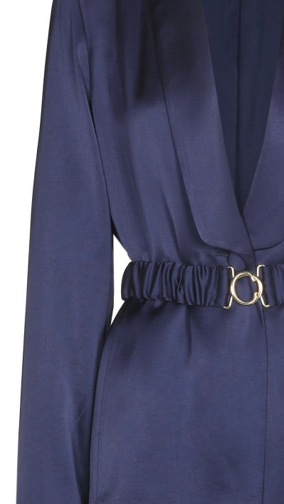 BLAZER SATINE CEINTURE 4884 CAROLINE BISS MARINE