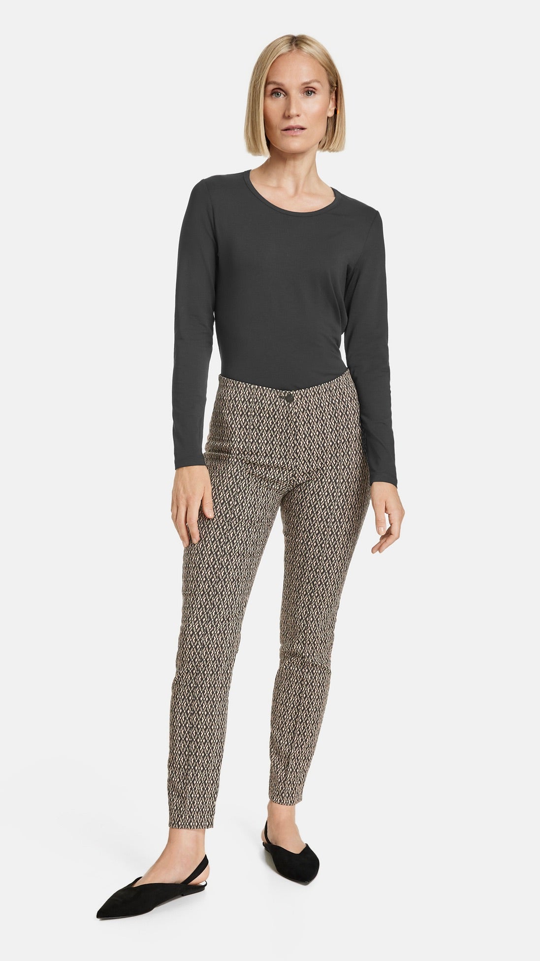 PANTALON IMPRIME EN JERSEY GERRY WEBER 925029 66650 BEIGE NOIR