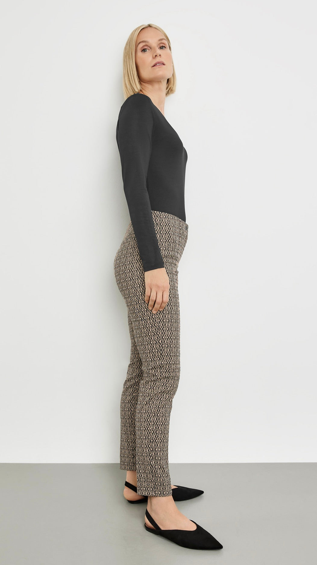 PANTALON IMPRIME EN JERSEY GERRY WEBER 925029 66650 BEIGE NOIR