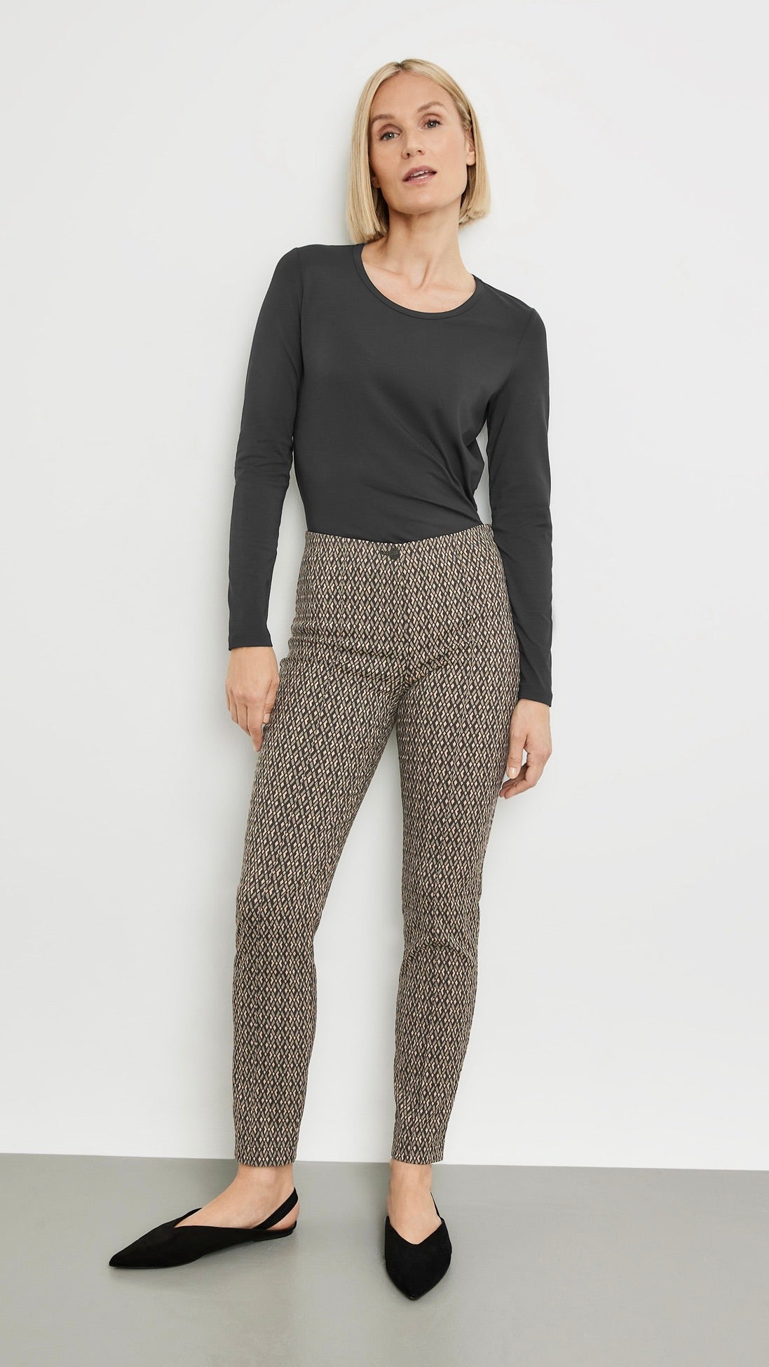 PANTALON IMPRIME EN JERSEY GERRY WEBER 925029 66650 BEIGE NOIR