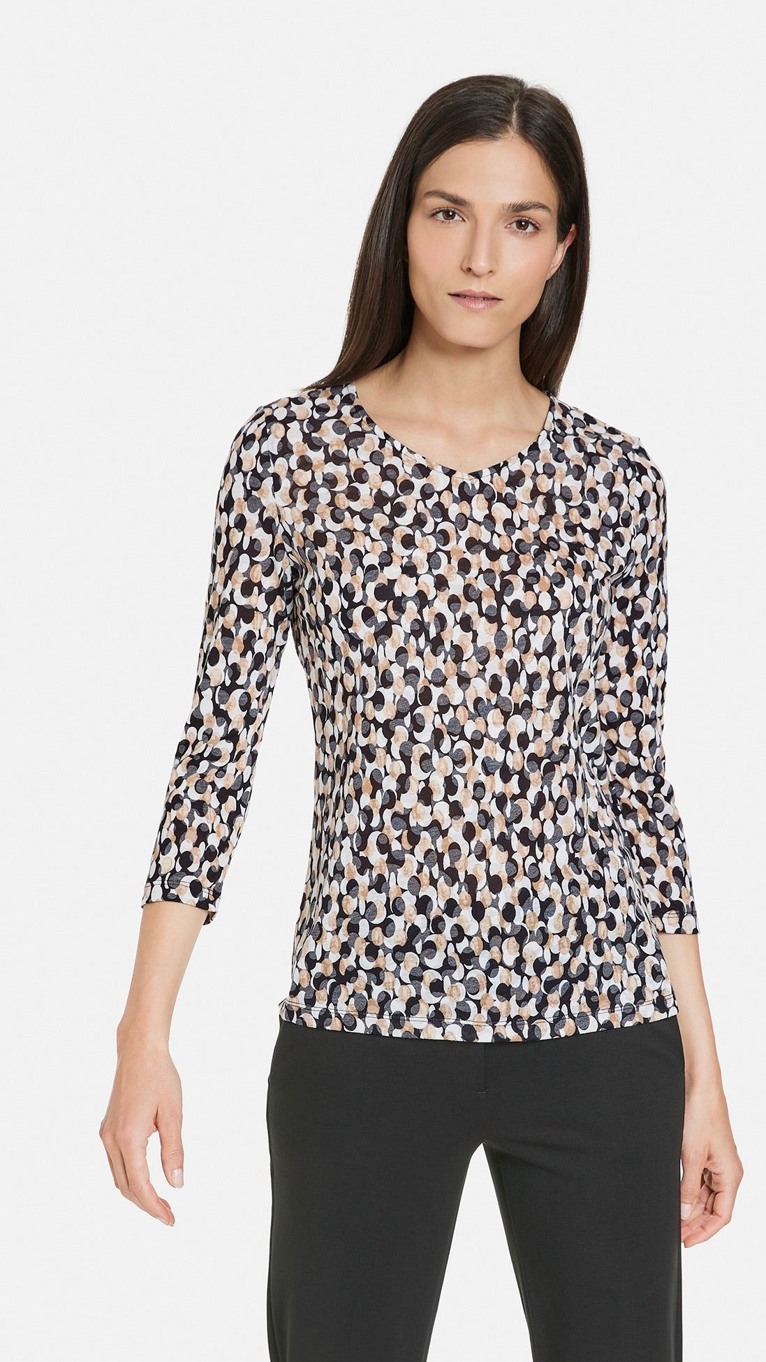 TEE SHIRT IMPRIME LEOPARD GERRY WEBER 977026 44005 BEIGE NOIR