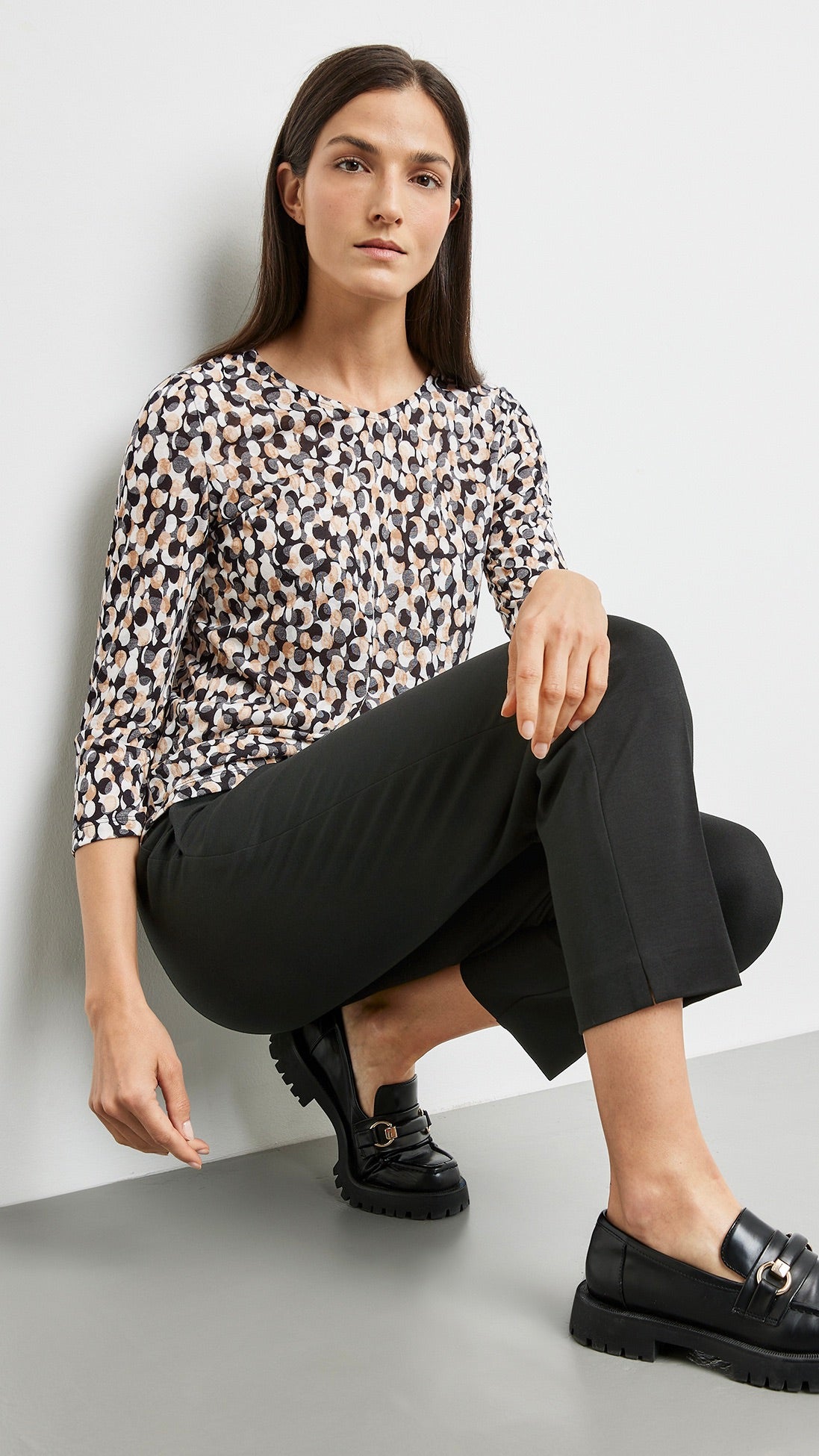 TEE SHIRT IMPRIME LEOPARD GERRY WEBER 977026 44005 BEIGE NOIR