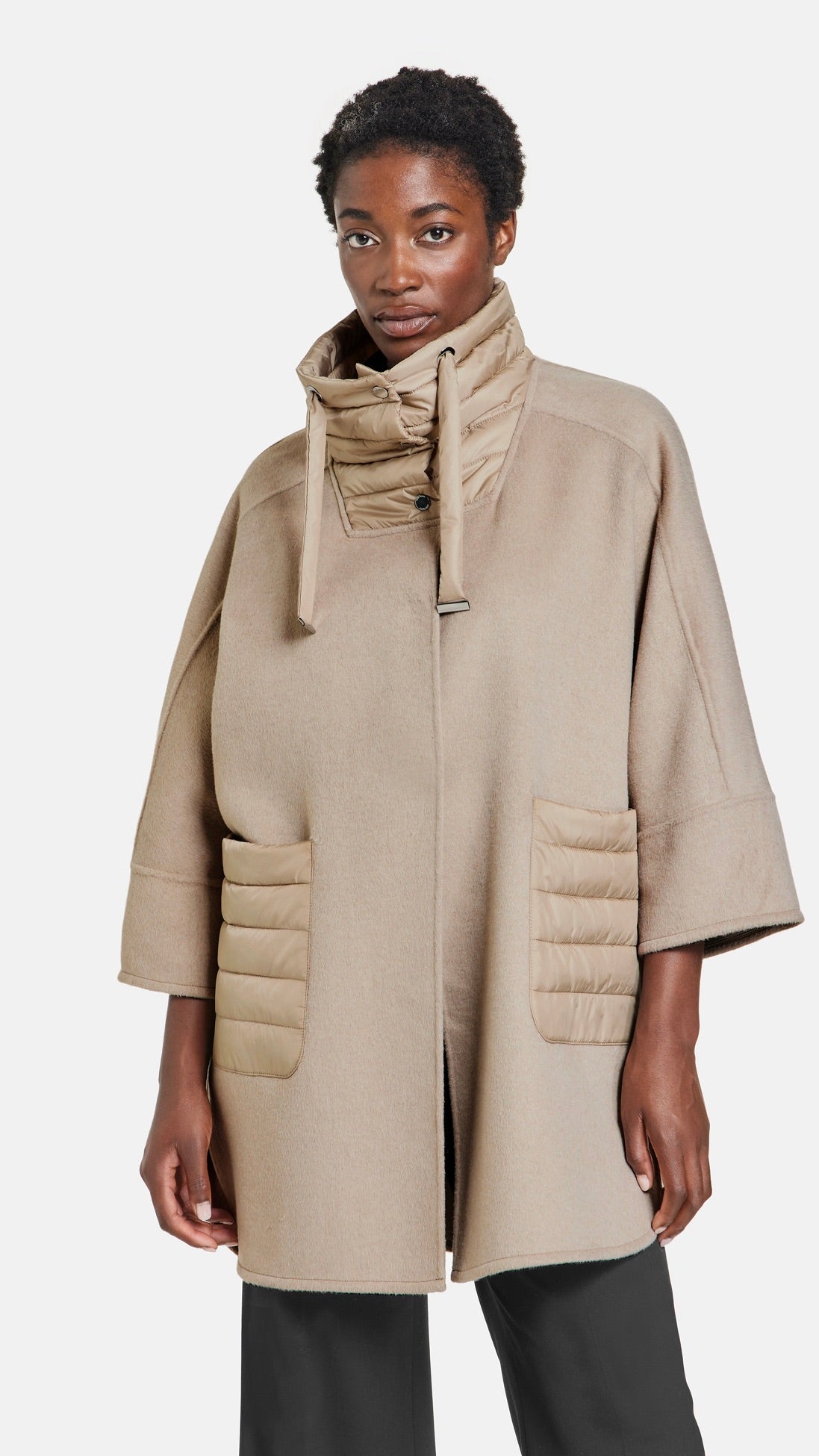 MANTEAU CAPE BIMATIERE OVERSIZE GERRY WEBER 250216 31135 BEIGE