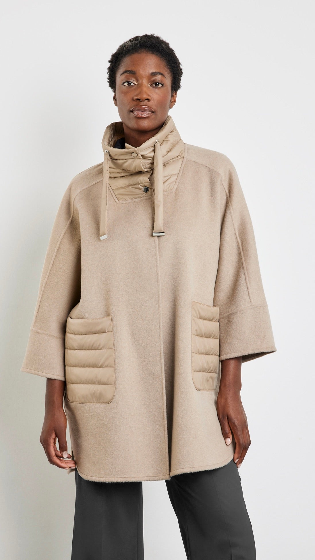 MANTEAU CAPE BIMATIERE OVERSIZE GERRY WEBER 250216 31135 BEIGE