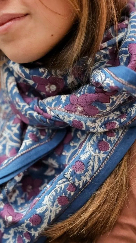 ECHARPE IMPRIMEE EN COTON UMA BELLEMME #color_figue